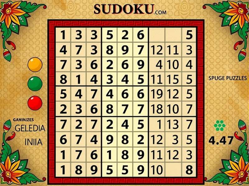 आसान सुडोकू पज़ल ग्रिड उदाहरण