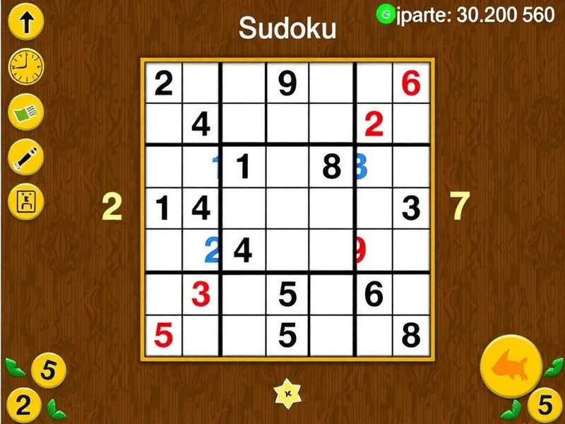 Person solving a Sudoku puzzle on a tablet
