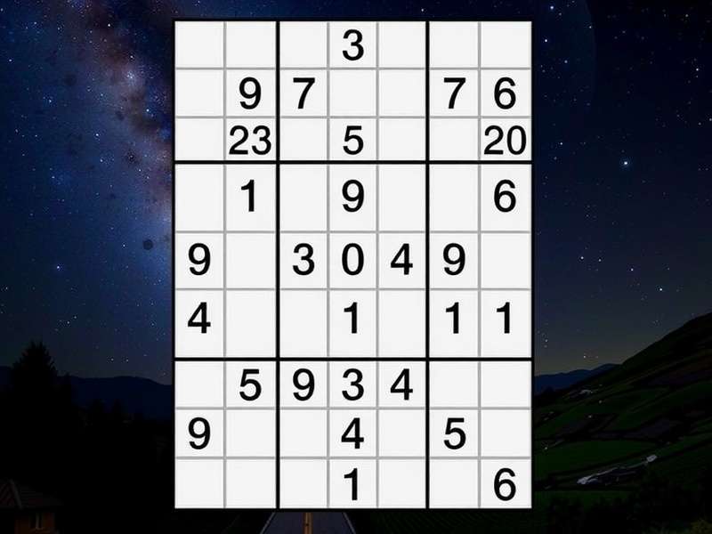 A close-up of a solved Sudoku puzzle grid with digits 1 to 9 clearly visible