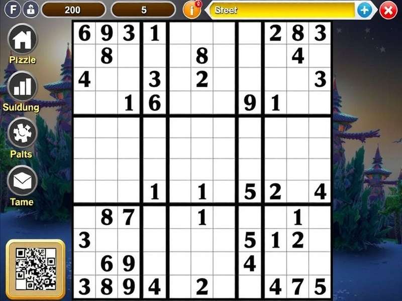 Sudoku puzzle grid with numbers
