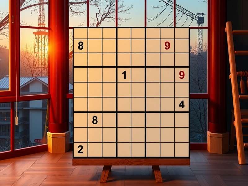 Hand holding a pen over a New York Times Sudoku puzzle