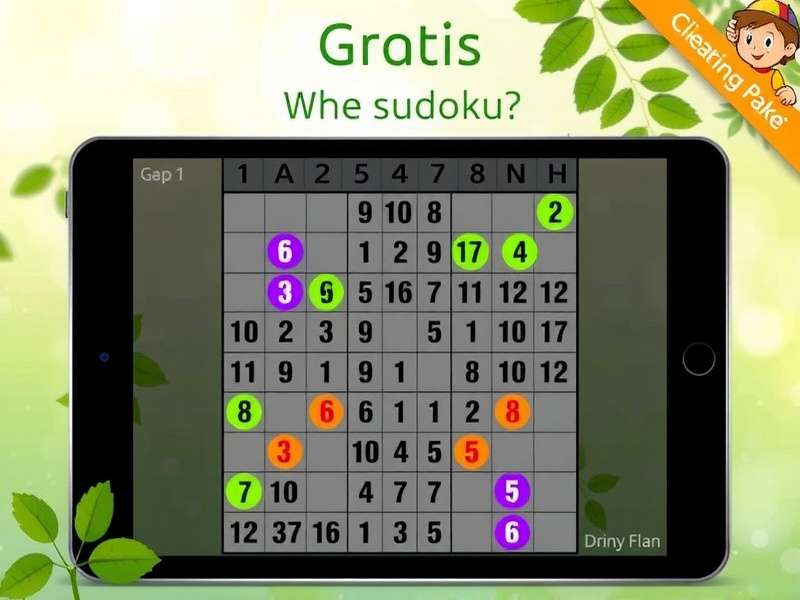 Person solving a Sudoku puzzle on a tablet in a cafe