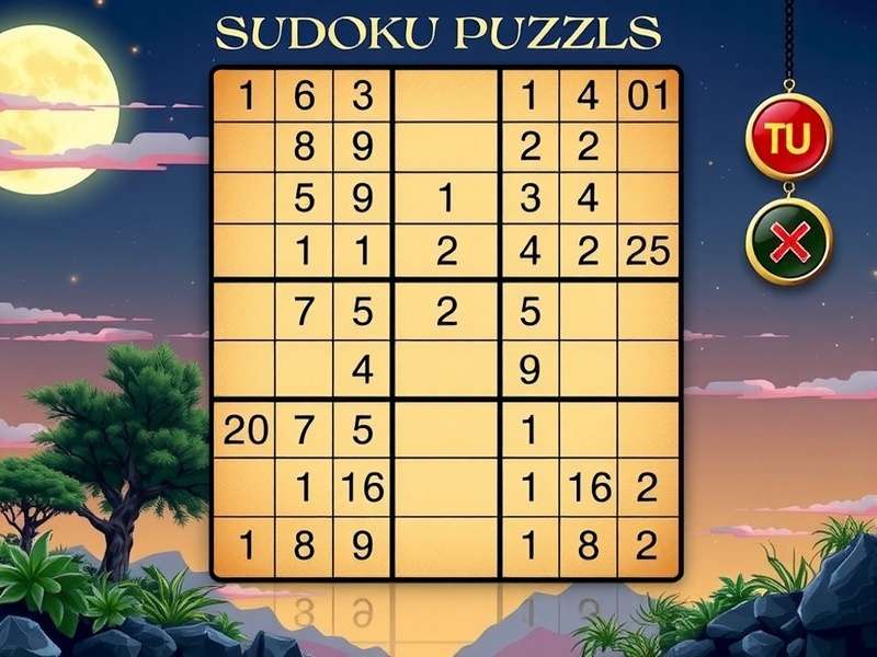 Sudoku Puzzles For Adults – logic grid with pencil and coffee