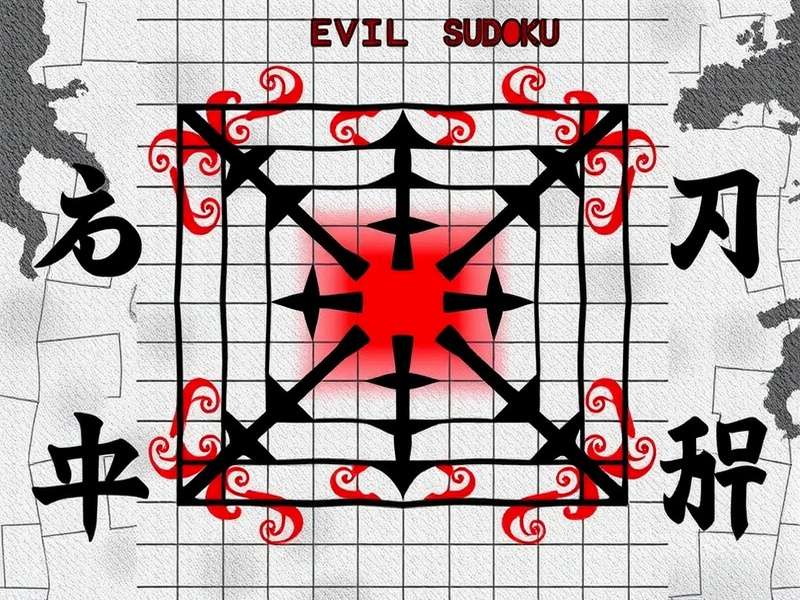 Evil Sudoku grid showing a complex diabolical puzzle layout with hidden patterns and advanced solving challenges